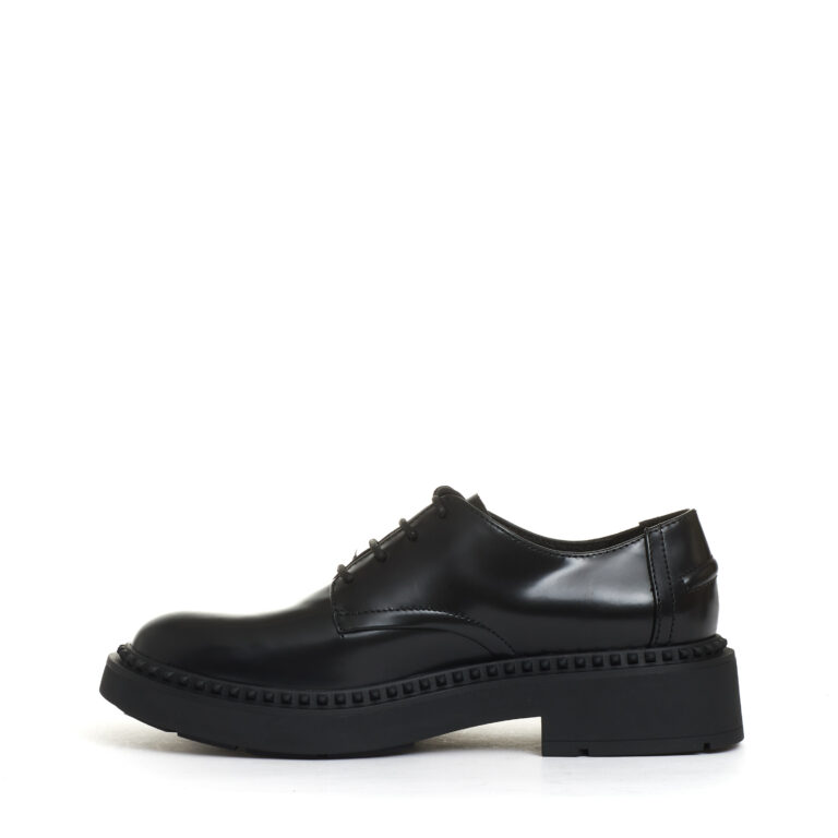 Sorelle Perego stringata pelle nera liscia Saldi Di Fabbrica