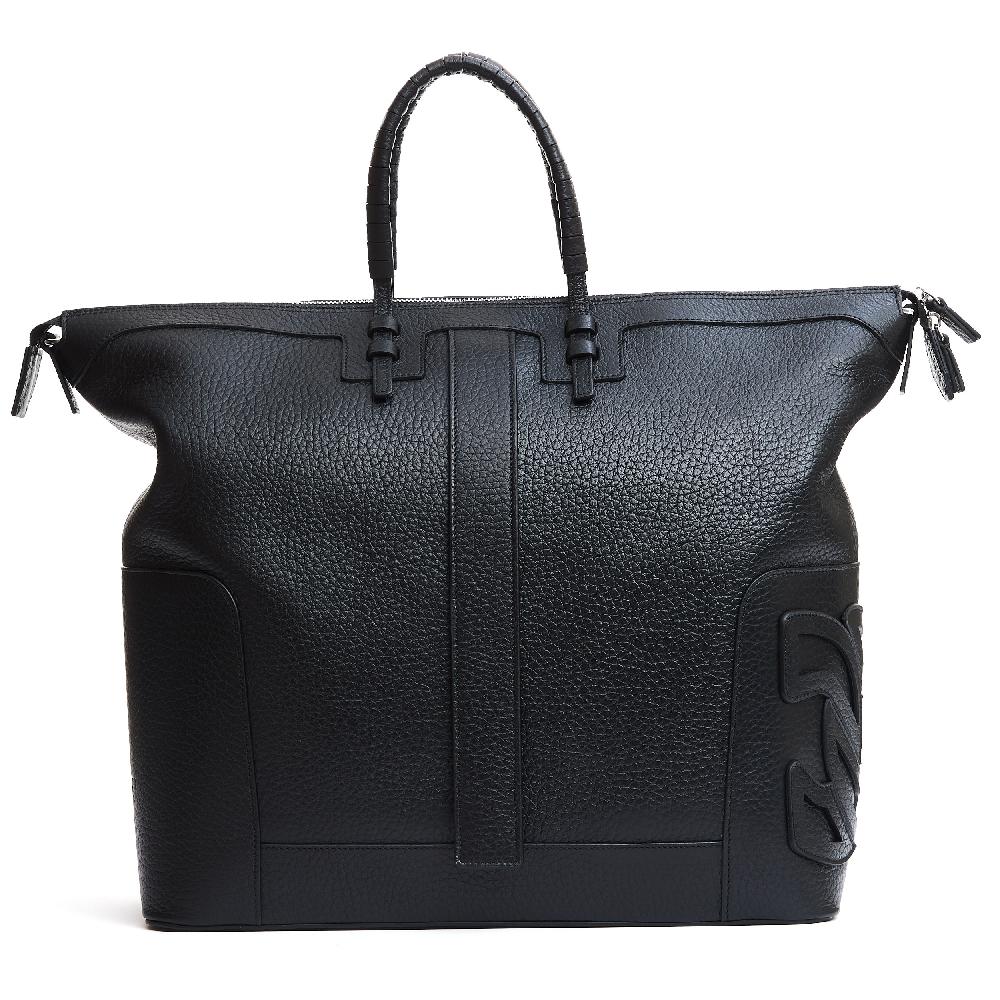 Sorelle Perego borsa doppio manico in pelle martellata nera Consegna Veloce
