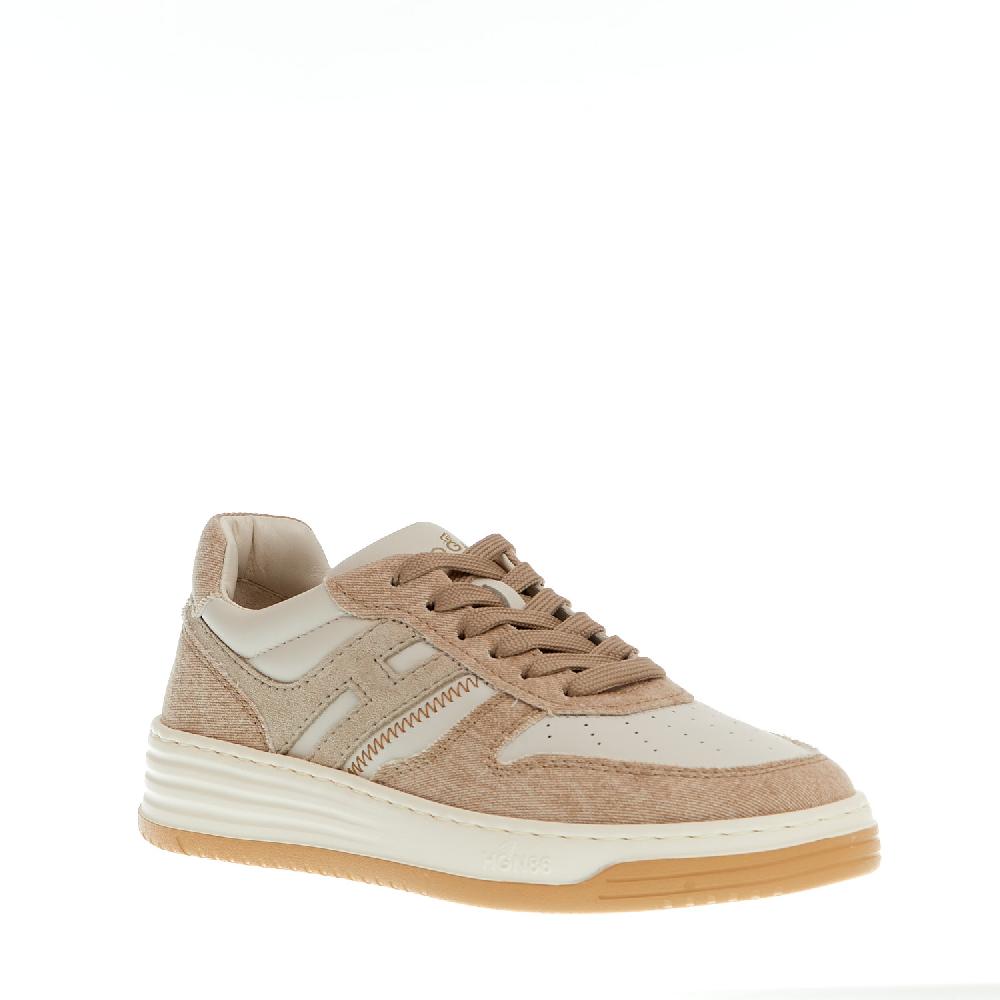 Sorelle Perego basket in pelle bianca e tessuto beige Vendita