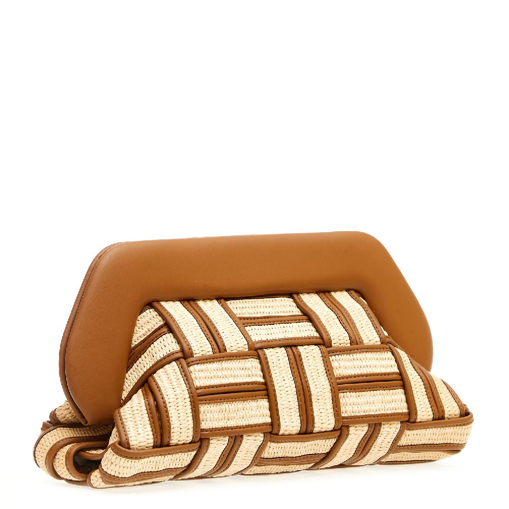 Sorelle Perego Clutch grande rafia cuoio e caramello In Saldo