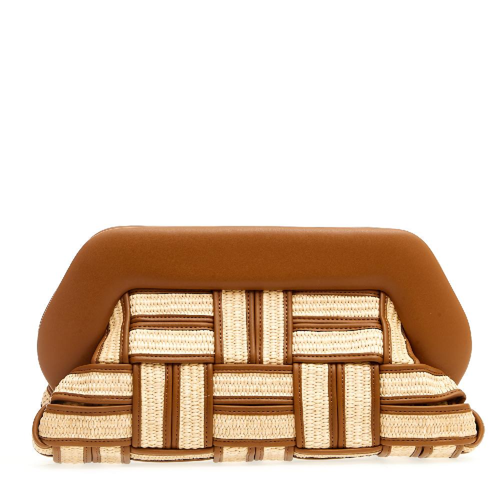 Sorelle Perego Clutch grande rafia cuoio e caramello In Saldo