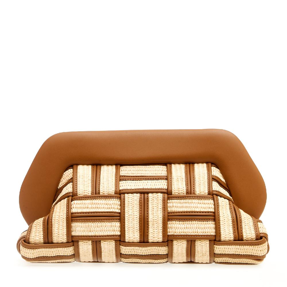 Sorelle Perego Clutch grande rafia cuoio e caramello In Saldo