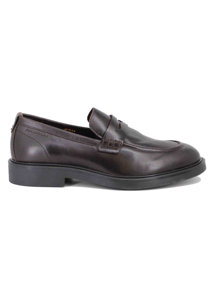 Spatarella Mocassini uomo in pelle marrone con suola in gomma Italy