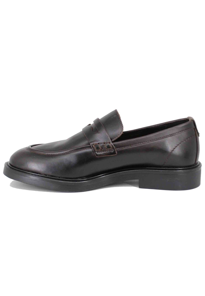 Spatarella Mocassini uomo in pelle marrone con suola in gomma Italy