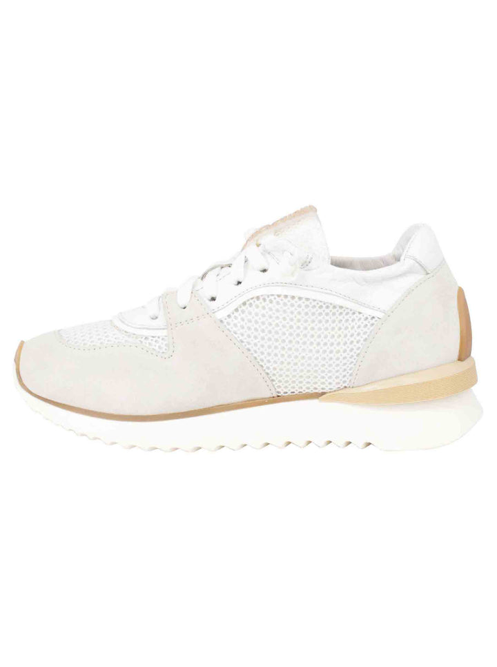 Spatarella Sneakers donna in pelle e tessuto bianco fondo running Promozione Limitata