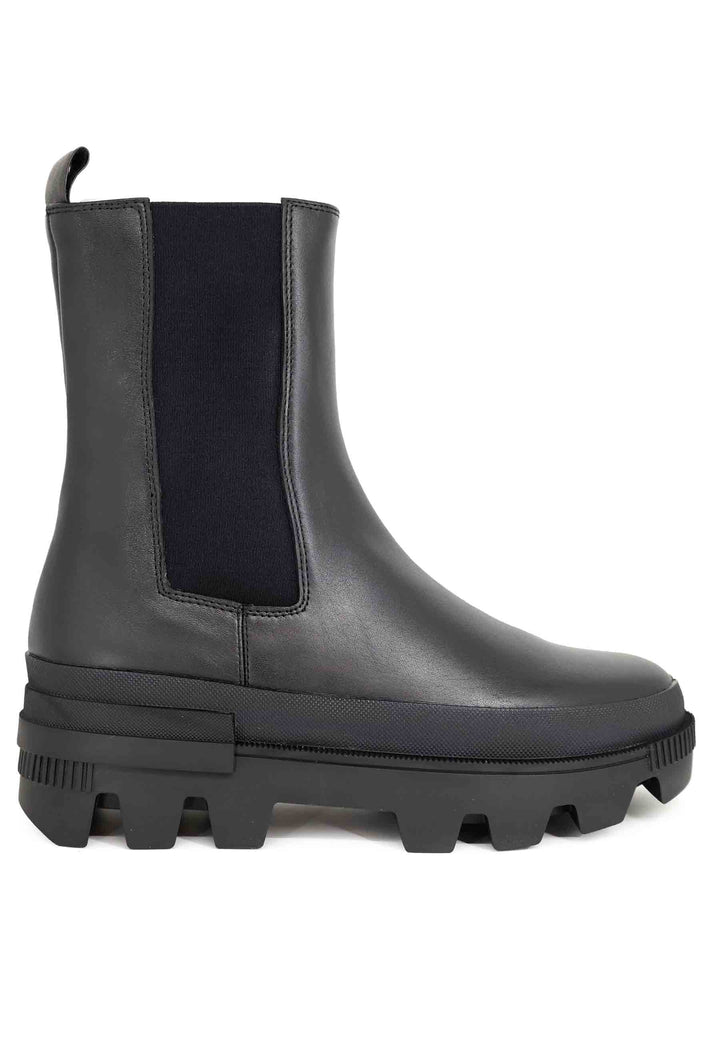 Spatarella Stivaletti donna in pelle nera con fondo carrarmato Violet Nuovo