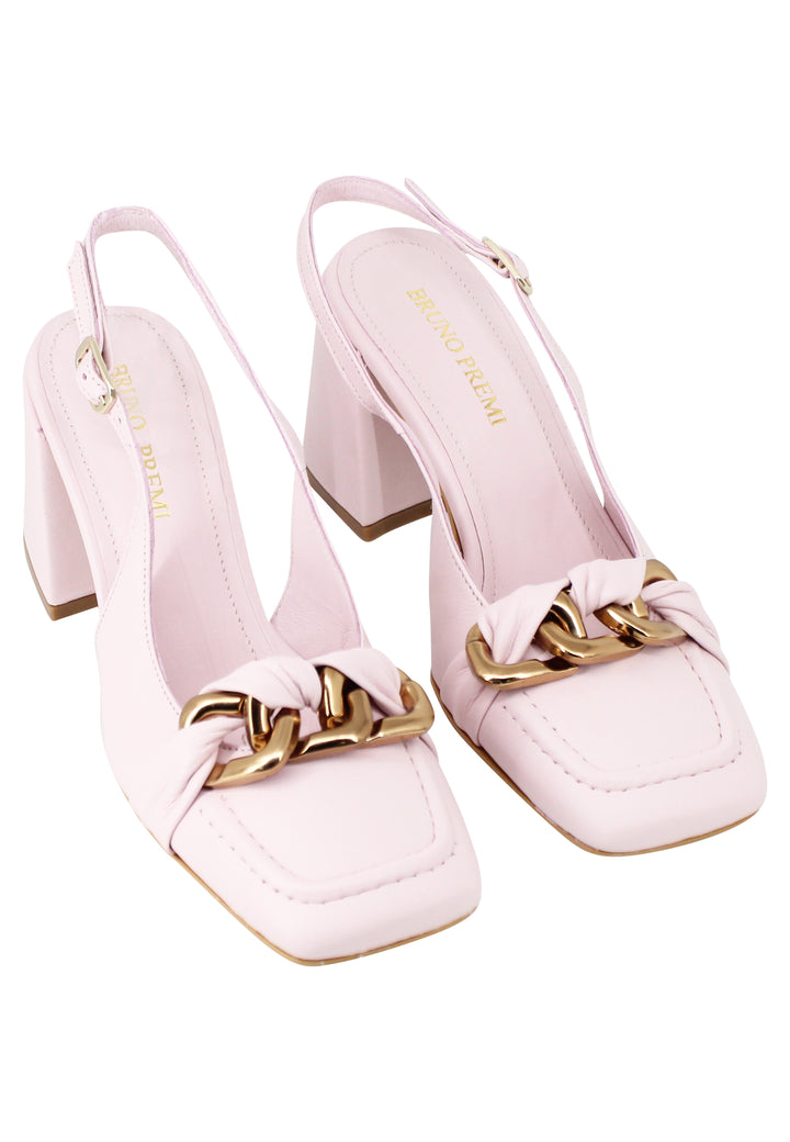 Spatarella Decollete slingback donna Tal Bon in pelle glicine tacco alto e punta quadra Italy