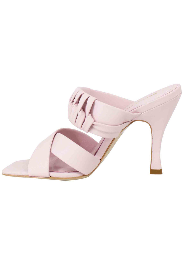 Spatarella Sandali donna in pelle glicine con tacco alto e punta quadra Vendita