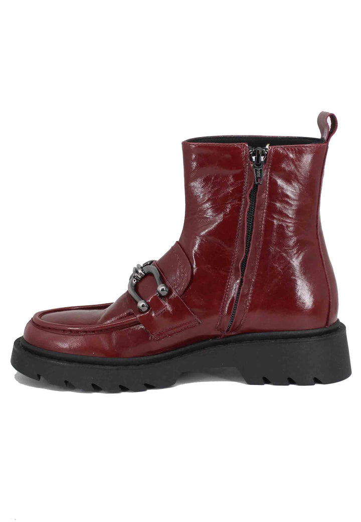Spatarella Stivaletti donna in vernice bordeaux con suola carrarmato Soddisfazione Garantita
