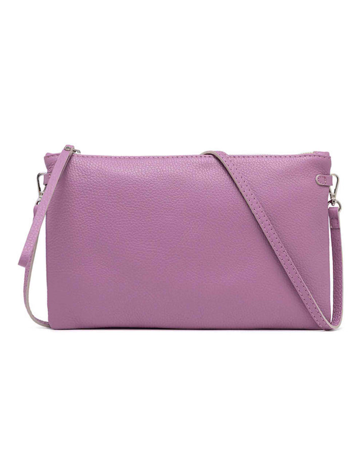 Spatarella Borse donna pochette Hermy in pelle viola con manico a bracciale e tracolla in pelle Acquista Ora