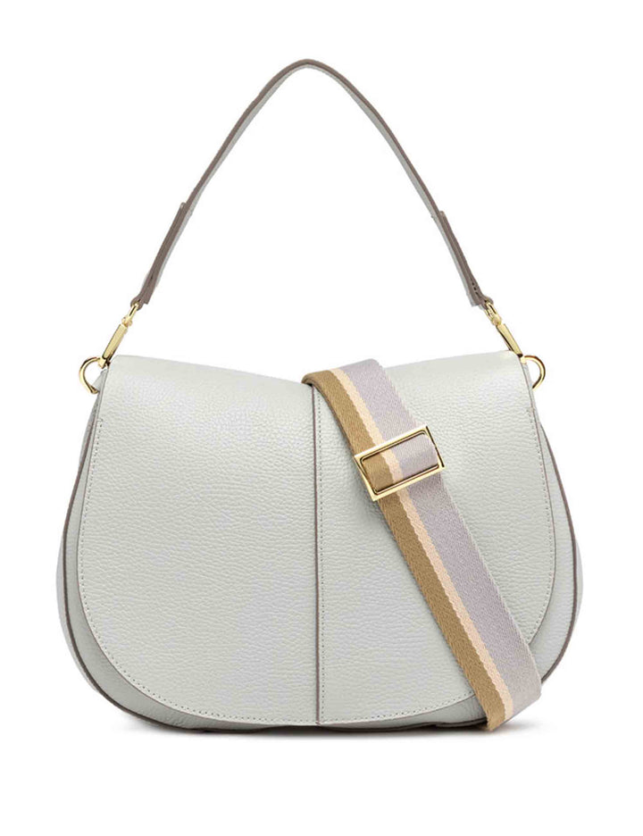 Spatarella Borse a spalla donna Helena Round in pelle grigia Consegna Veloce