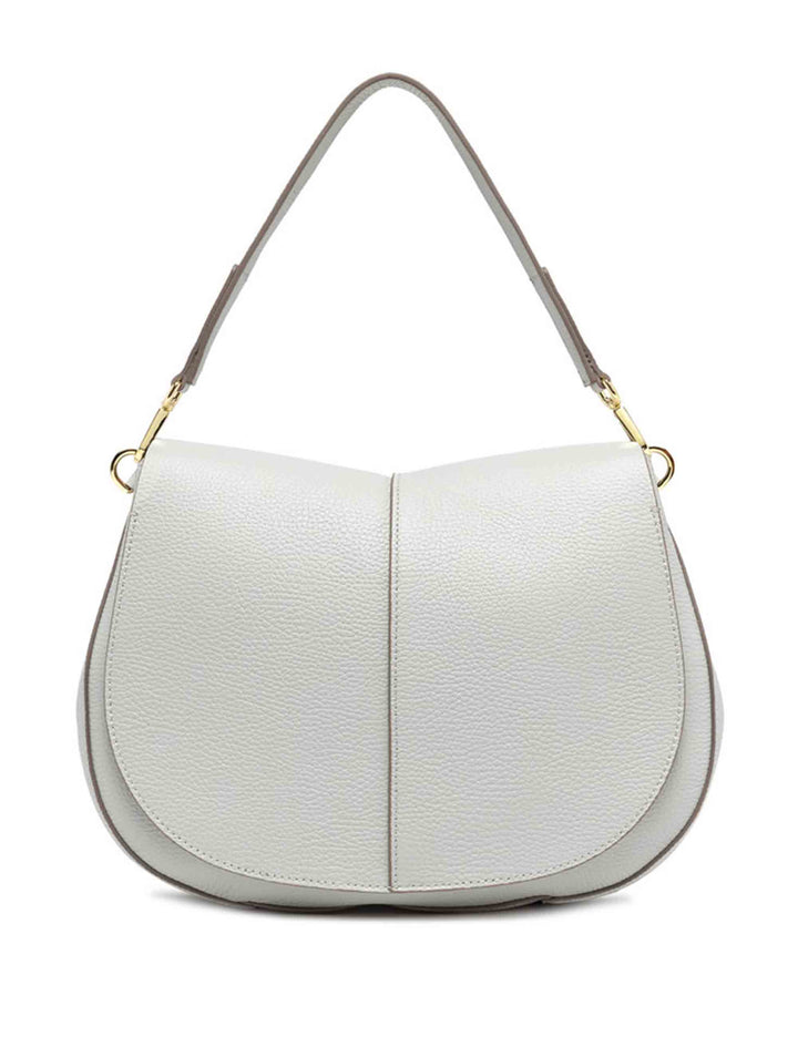 Spatarella Borse a spalla donna Helena Round in pelle grigia Consegna Veloce