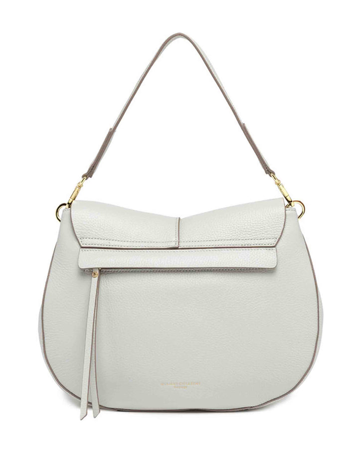 Spatarella Borse a spalla donna Helena Round in pelle grigia Consegna Veloce
