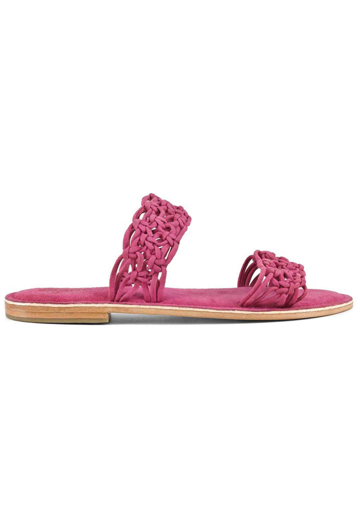 Spatarella Sandali donna in camoscio fuxia a doppia fascia con nodi Novità