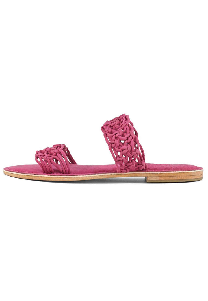 Spatarella Sandali donna in camoscio fuxia a doppia fascia con nodi Novità
