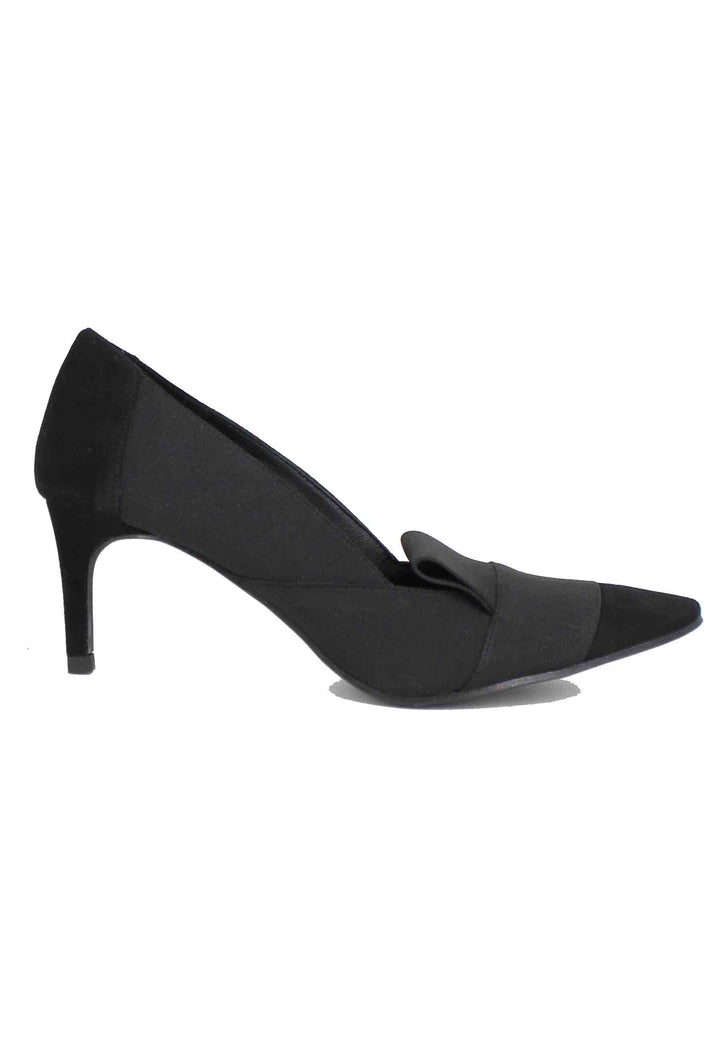 Spatarella Decollete donna in camoscio nero con riporti in tessuto Offerta
