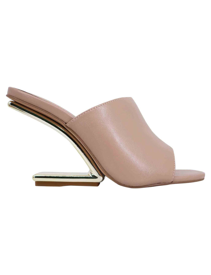 Spatarella Sandali donna in pelle nude con tacco zeppa alto Saldi