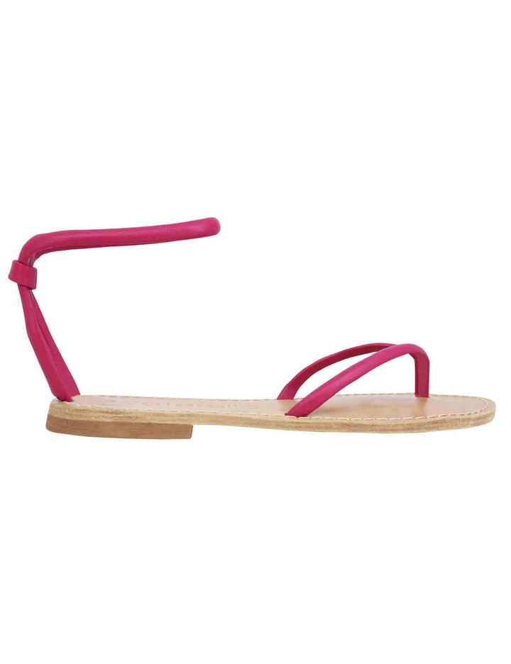 Spatarella Sandali flat donna infradito in pelle fuxia con cavigliera Hotsell