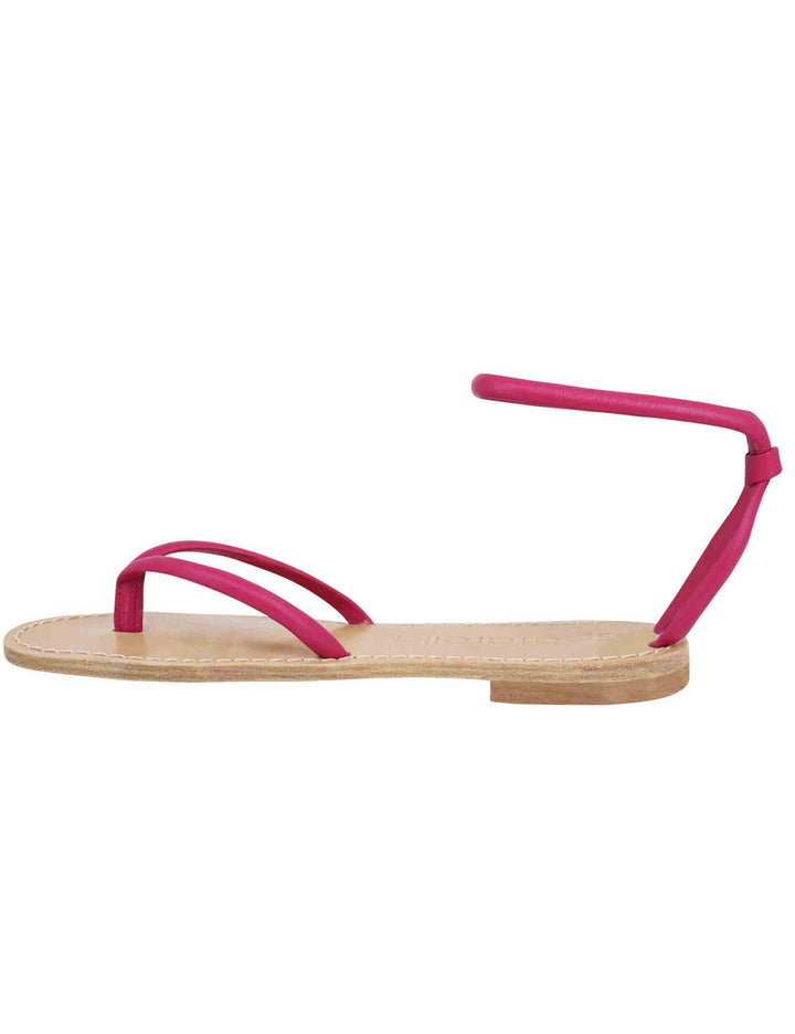 Spatarella Sandali flat donna infradito in pelle fuxia con cavigliera Hotsell