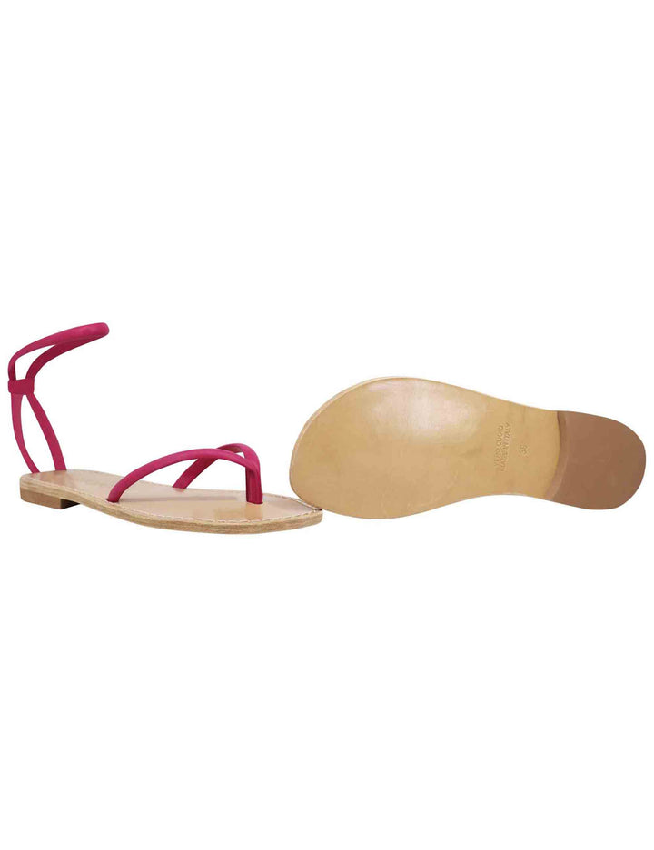 Spatarella Sandali flat donna infradito in pelle fuxia con cavigliera Hotsell