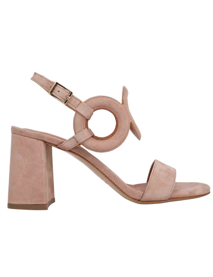 Spatarella Sandali slingback donna in camoscio beige con tacco alto e punta tonda Qualità