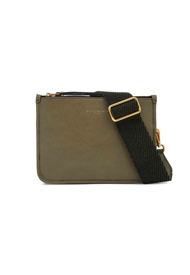 Spatarella Borsa donna pochette Debbie New in pelle verde con tracolla in tessuto Prezzo di fabbrica