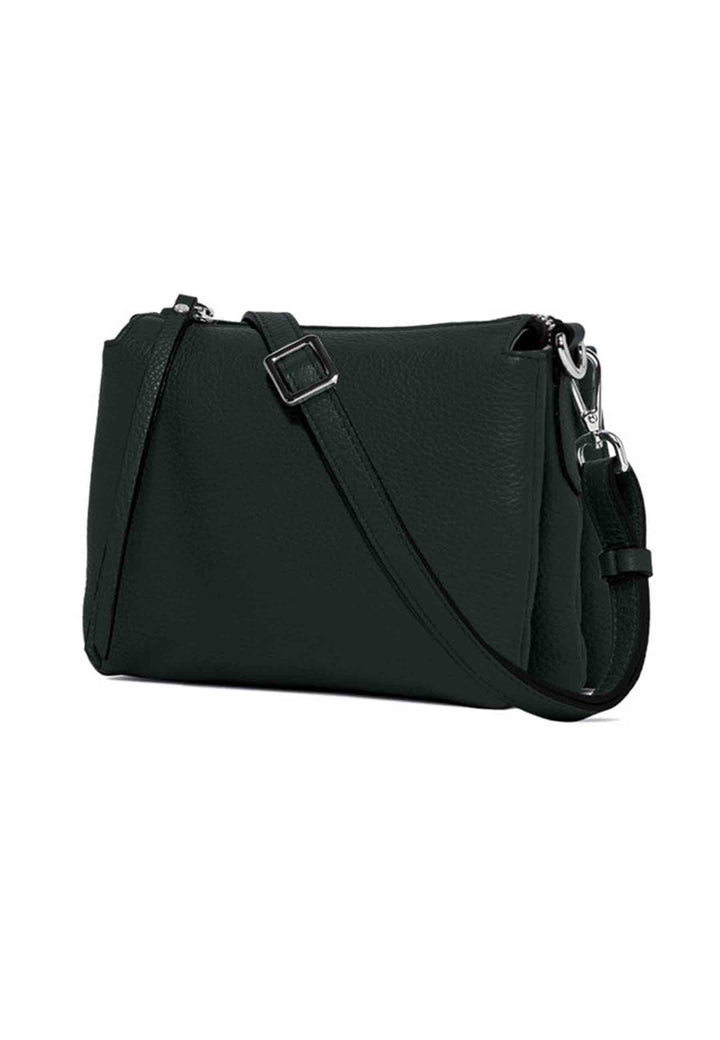 Spatarella Borsa donna pochette Three in pelle verde con tracolla removibile in tono Comprare a buon mercato