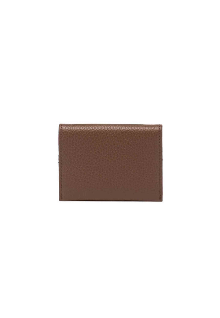 Spatarella Portacarte donna in pelle martellata castoro con bottoncino di chiusura Shopping online