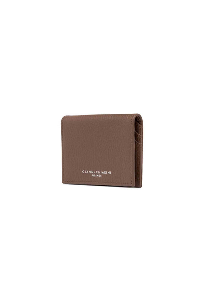 Spatarella Portacarte donna in pelle martellata castoro con bottoncino di chiusura Shopping online