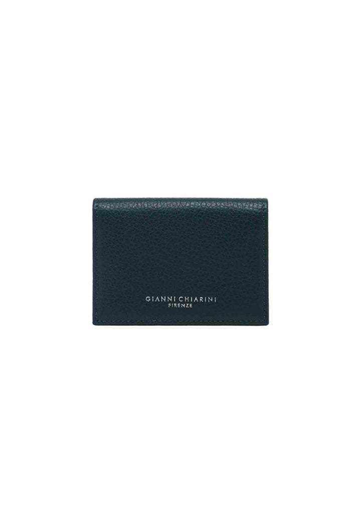 Spatarella Portacarte donna in pelle martellata verde con bottoncino di chiusura Vendite stagionali
