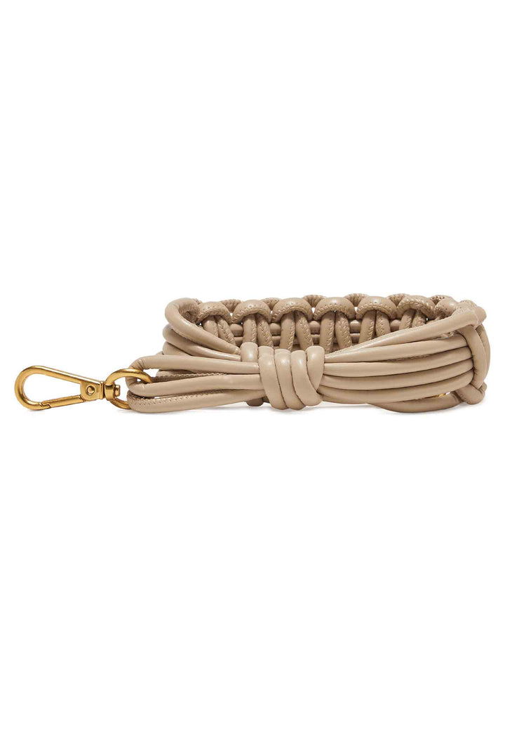 Spatarella Tracolla in pelle intrecciata grigio perla con ganci in colore oro