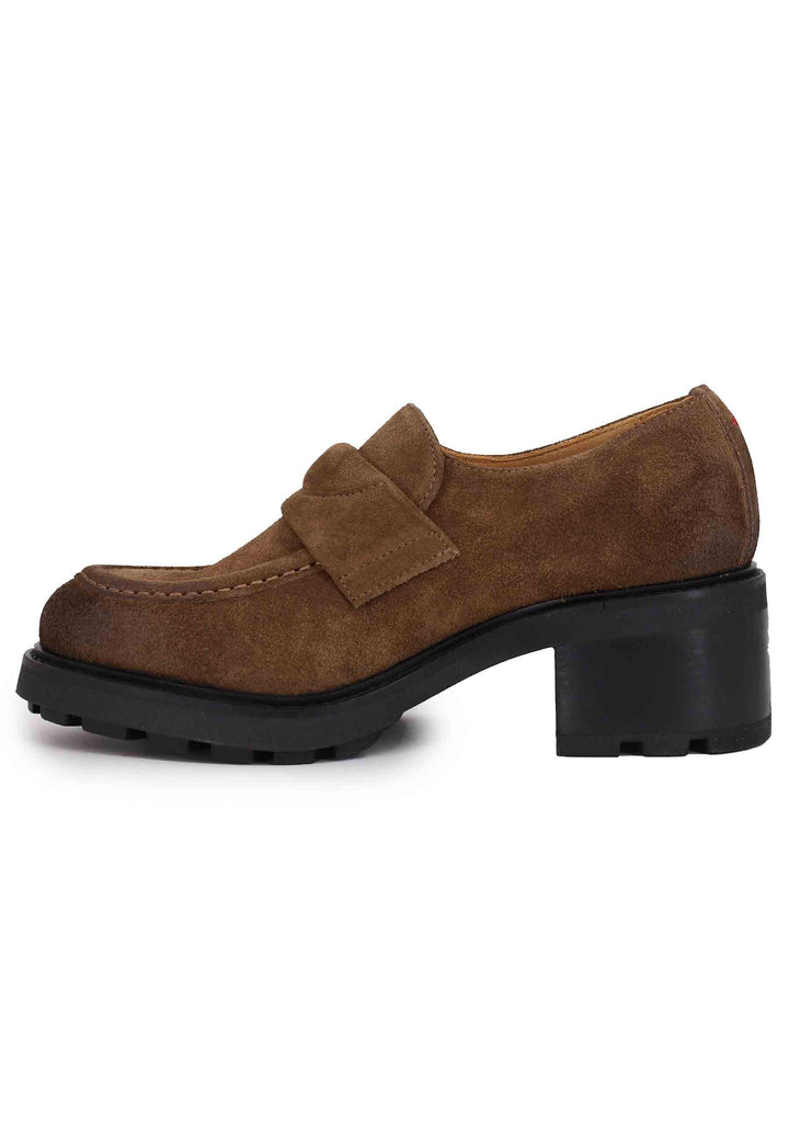 Spatarella Mocassini donna in camoscio marrone con suola carrarmato Offerta natalizia