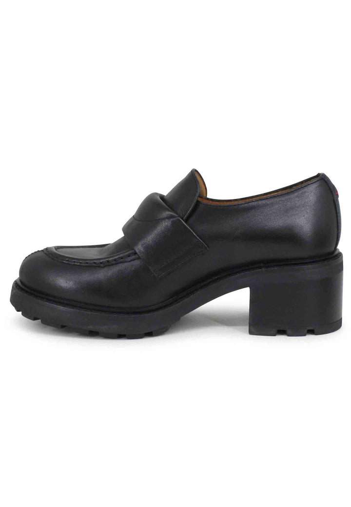 Spatarella Mocassini donna in pelle nera con suola carrarmato Offerta Pasqua