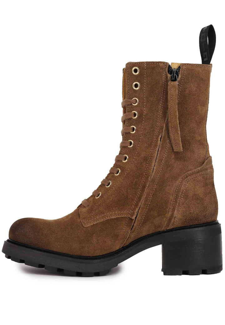 Spatarella Stivaletti anfibi donna in camoscio cuoio con accessori Offerta San Valentino
