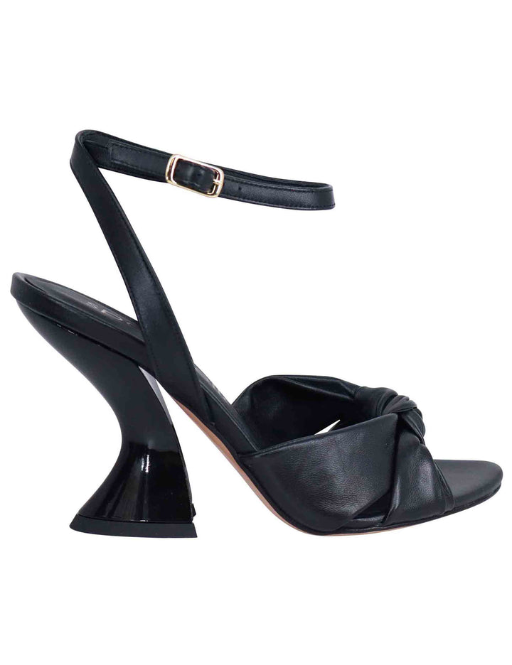Spatarella Sandali donna in pelle nera con tacco alto e cinturino alla caviglia Offerta Anniversario
