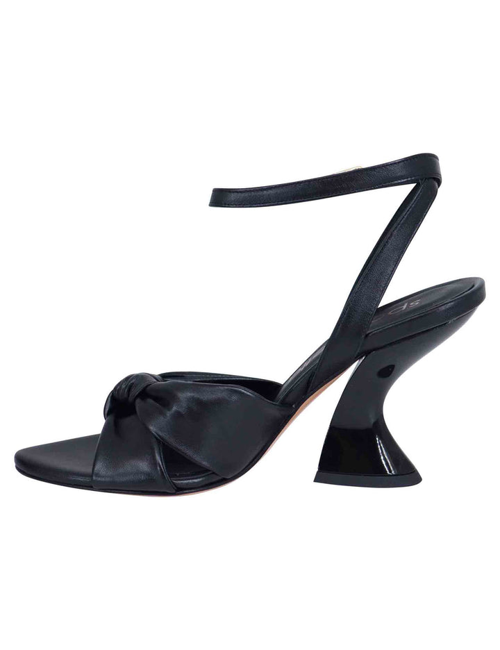 Spatarella Sandali donna in pelle nera con tacco alto e cinturino alla caviglia Offerta Anniversario