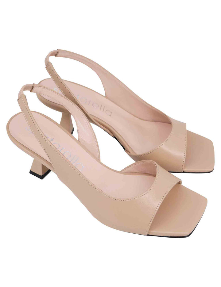 Spatarella Sandali slingback donna in pelle cipra con punta quadra Smaltimento dello stoccaggio