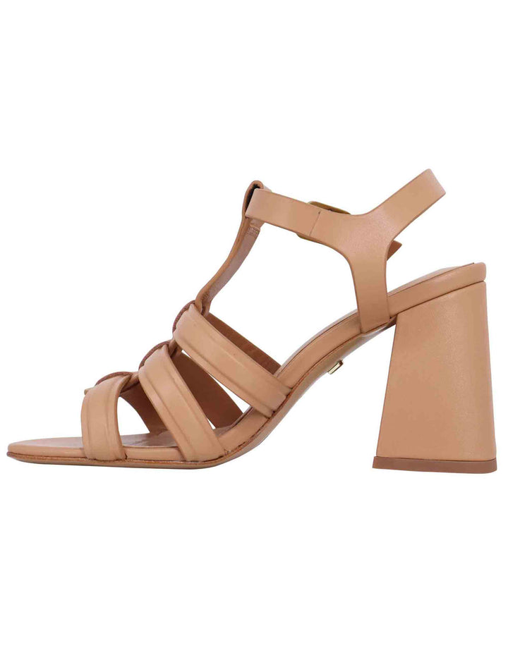 Spatarella Sandali donna in pelle nude con tacco alto punta quadra e cinturino alla caviglia Gaia Offerta migliore