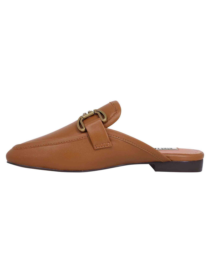 Spatarella Sabot donna in pelle cuoio con morsetto brunito e tacco basso Vela Latest fashion