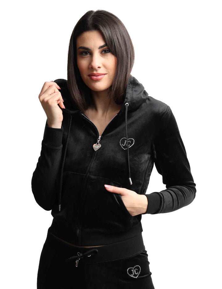 Spatarella Felpe donna Rodeo Robertson in tessuto nero con cappuccio e zip Nuovi prodotti