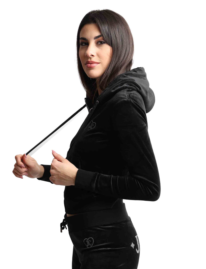 Spatarella Felpe donna Rodeo Robertson in tessuto nero con cappuccio e zip Nuovi prodotti