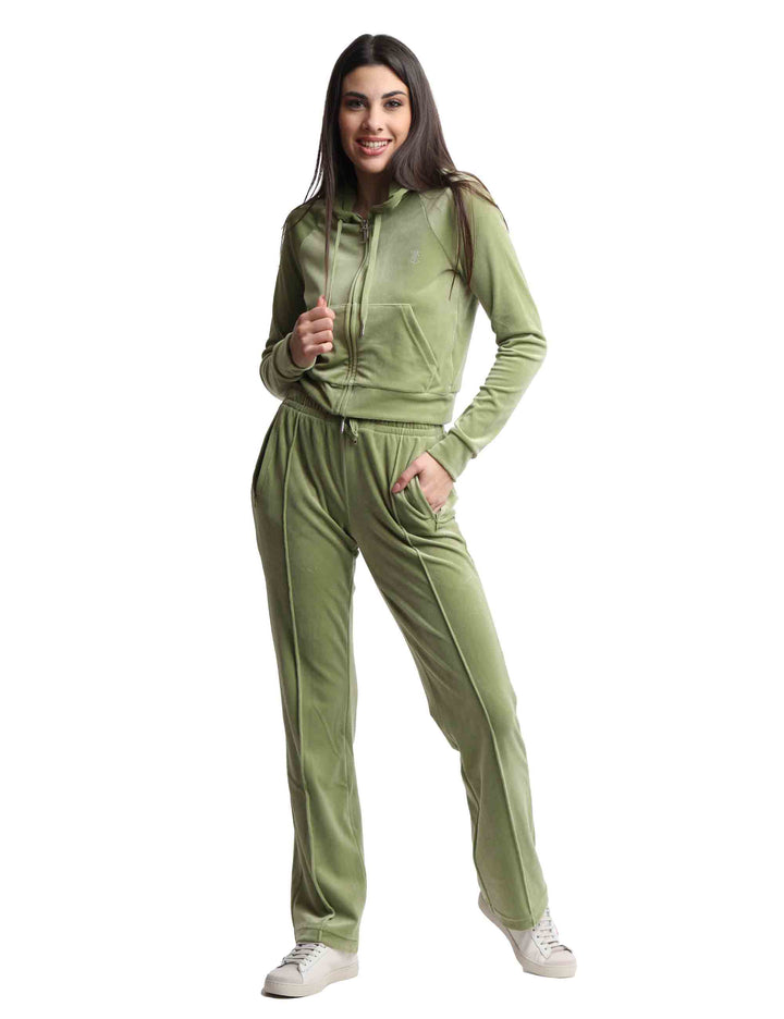 Spatarella Felpe donna Madison in tessuto verde con cappuccio e zip Offerte stagionali