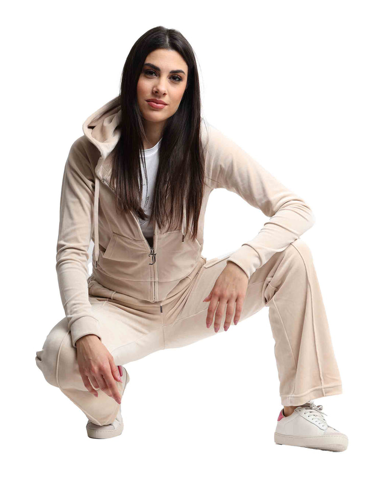 Spatarella Felpe donna Madison in tessuto beige con cappuccio e zip Comprane uno, ottenene uno gratis