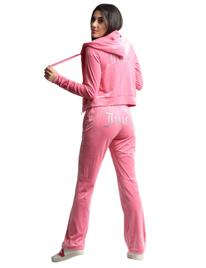 Spatarella Pantaloni tuta donna Tina in tessuto rosa con strass Offerte giornaliere