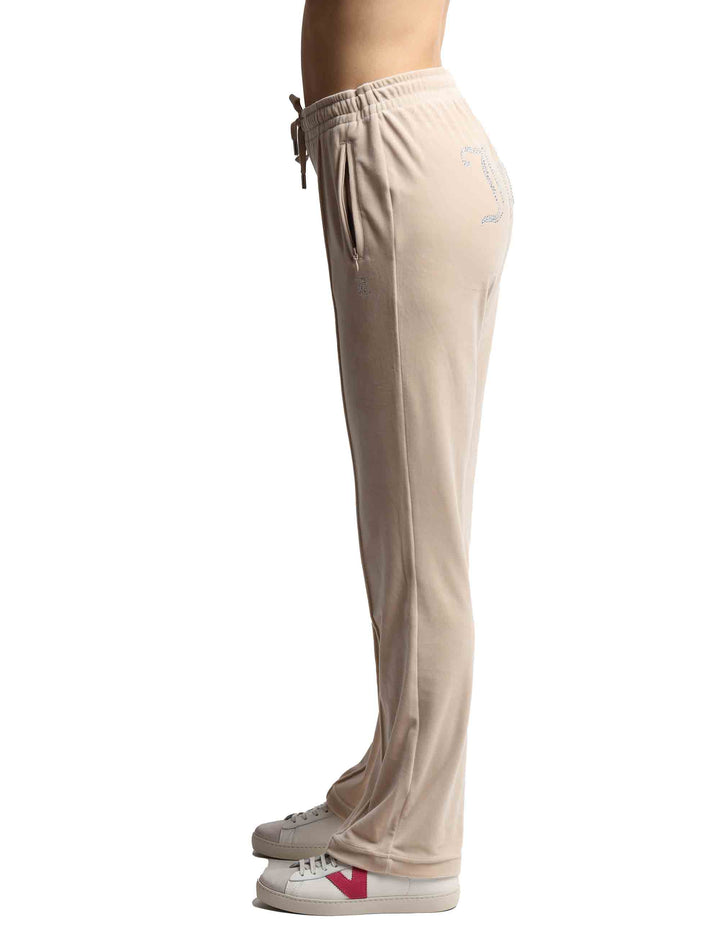 Spatarella Pantaloni tuta donna Tina in tessuto beige con strass Sconti VIP