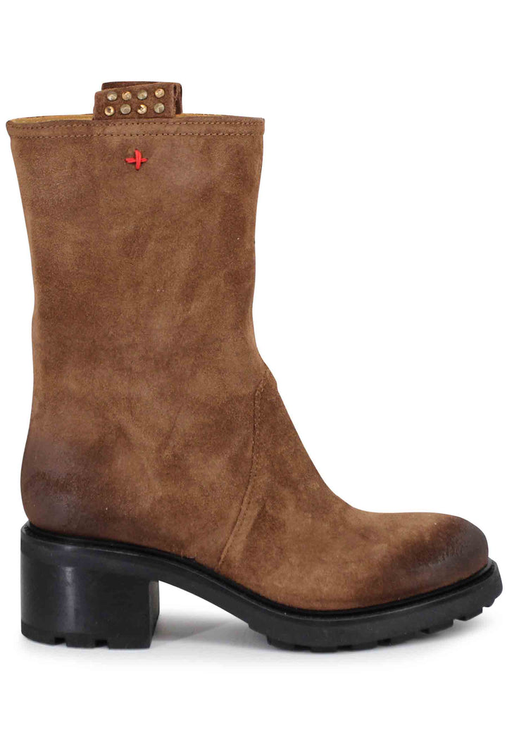 Spatarella Stivaletti anfibi donna in camoscio vintage cuoio Rilascio limitato