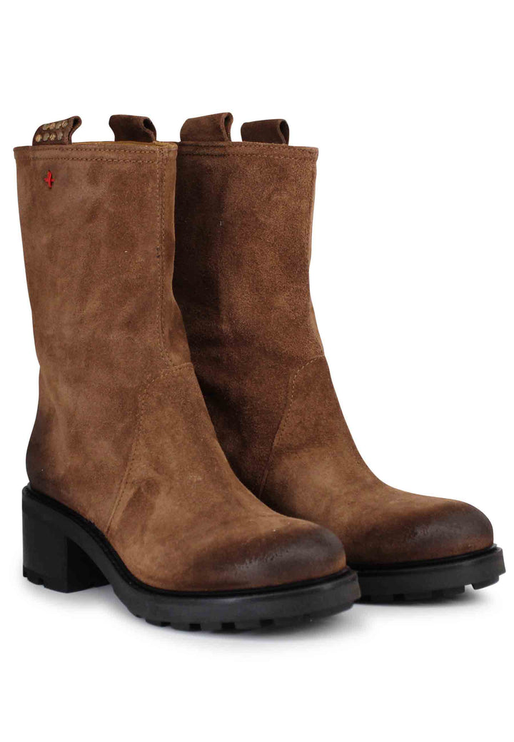 Spatarella Stivaletti anfibi donna in camoscio vintage cuoio Rilascio limitato