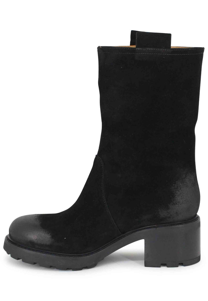 Spatarella Stivaletti anfibi donna in camoscio vintage nero Ultimi tre giorni