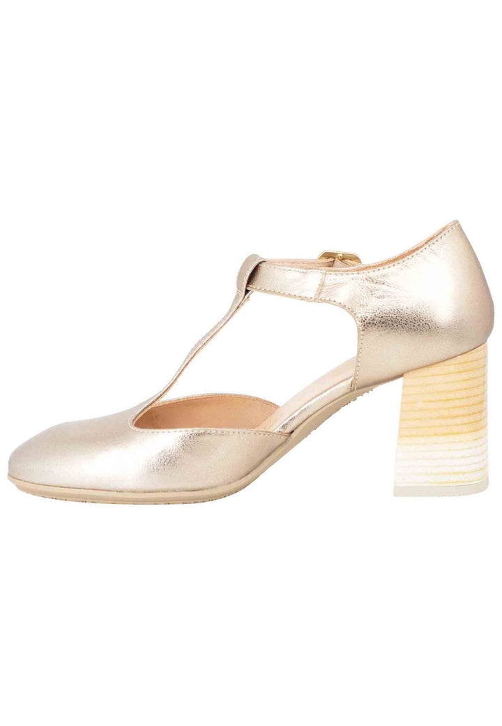 Spatarella Decollete Australia donna in pelle laminata platino con tallone chiuso e cinturino Ultimi due giorni