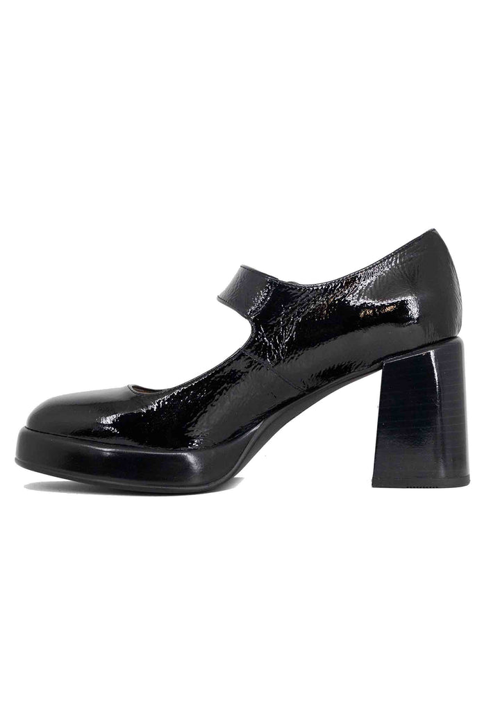 Spatarella Decollete donna in pelle nero con tacco e plateau Fino al 50% di sconto